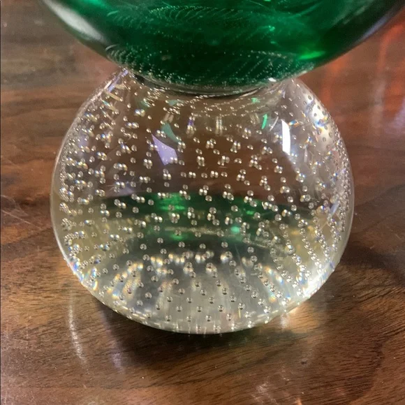 Carl Erickson “Art Deco” Vintage Green Controlled Bubble (Art) 10” Vase - Picture 3 of 5